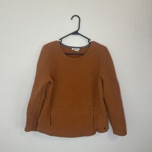 Orvis Sweatshirt Light Burnt Orange Size Small‎ Pullover Zip Pockets Front